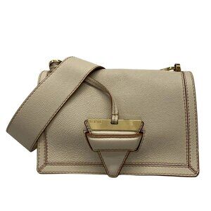 Auth LOEWE Barcelona Gray Beige Leather Shoulder Bag